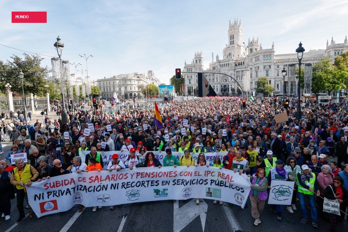 Milhares de pessoas protestam em Madri em defesa das aposentadorias